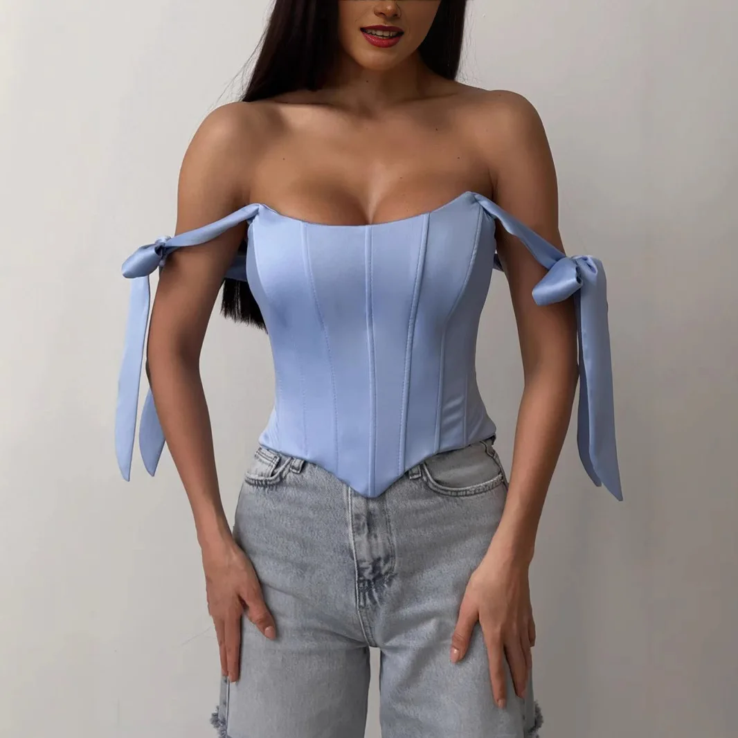 

Fishbone Bra Pure Want Suspender French Outerwear Top Short Back Strap Sexy Hottie Small Suspender Satin