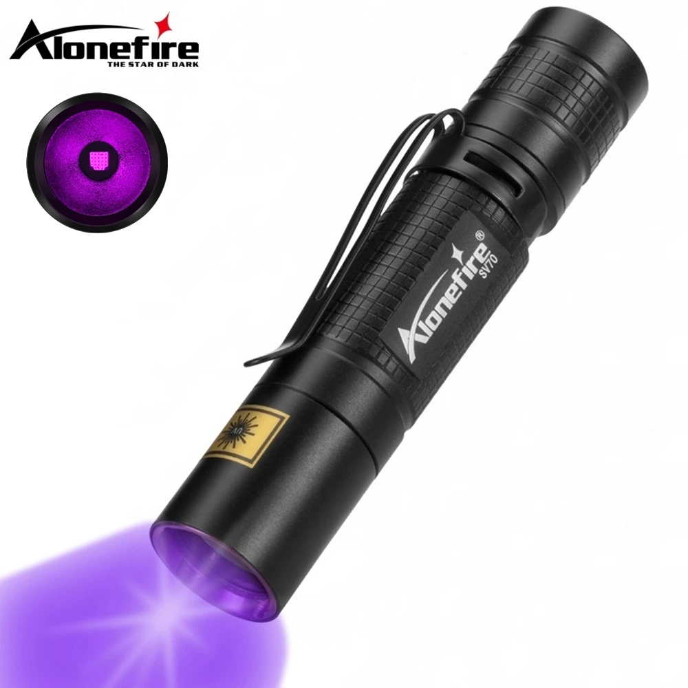 SV70 365nm led Pen UV flashlight Blacklight Invisible Torch Money Scorpion Cat tinea Pet Urine Marker Ore Check Lamp AA battery