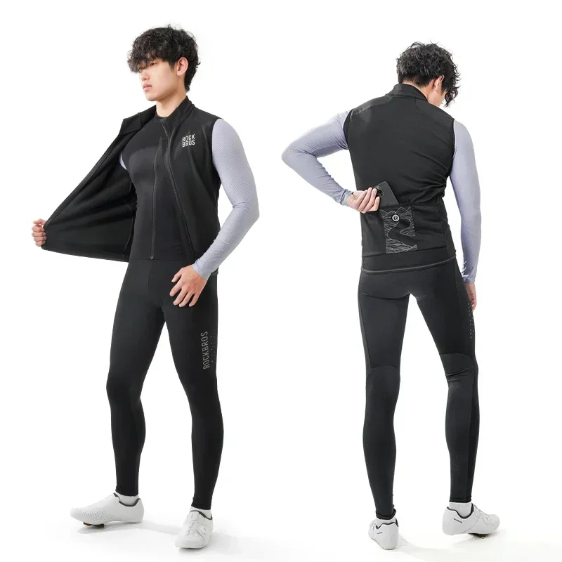 ROCKBROS Winter Cycling Vest Lightweight Windproof Fleece Warm Vest for Men Women Outdoor Sports Thermal Clothing Runring