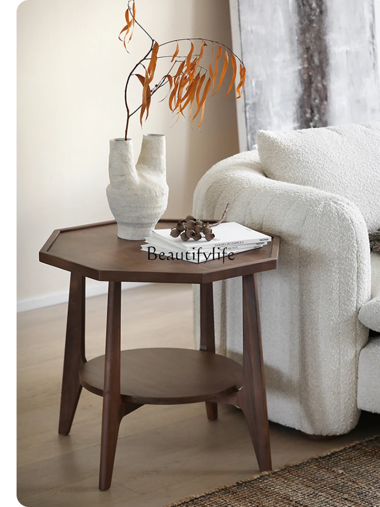 Mid-Ancient Retro Solid Wood North American Black Walnut Octagonal Tea Table/Side Table