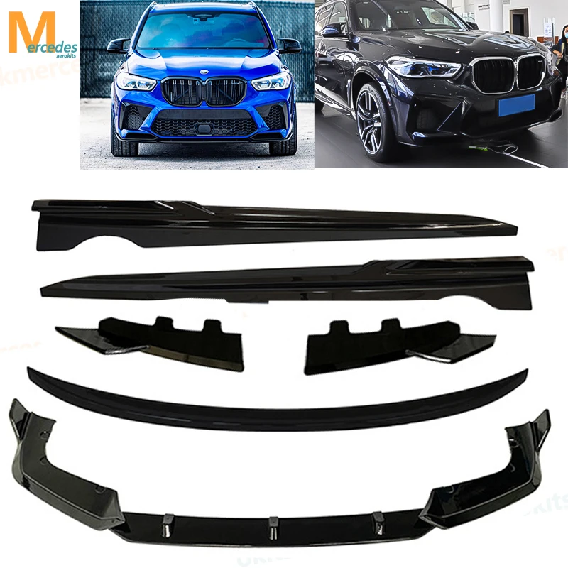 6 قطعة مجموعات الجسم لسيارات BMW X5M F95 2020 2021 2022 M50i الجبهة الفاصل الشفاه + المصد الخلفي الناشر + التنانير الجانبية تمديد الجذع المفسد #2