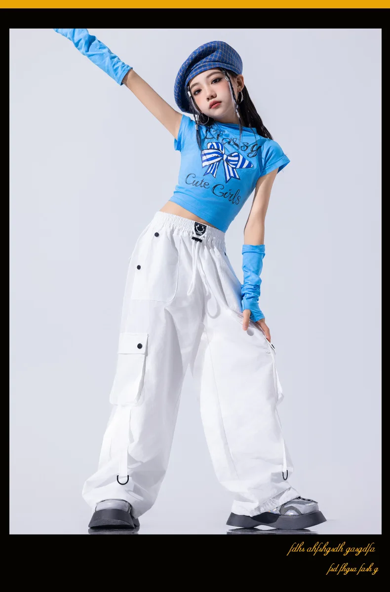 Mädchen Hip Hop Gradienten Schmetterling Crop Top Hoodies Cargo Hosen Kinder Street Dance Kleidung Sets Kinder Streetwear Teenager Outfits – Detail 4
