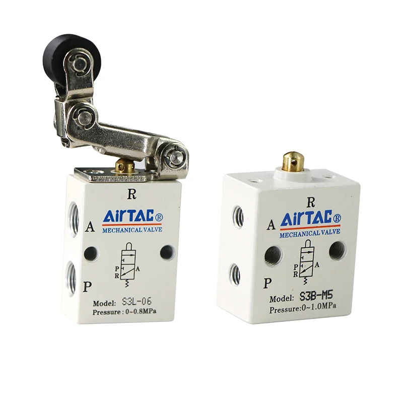 Механический клапан AirTAC S3B/S3R/S3L/S3V-M5/06/08 двухпозиционный трехходовой регулирующий клапан реверсивный газовый клапан серии S3 Роликовый тип