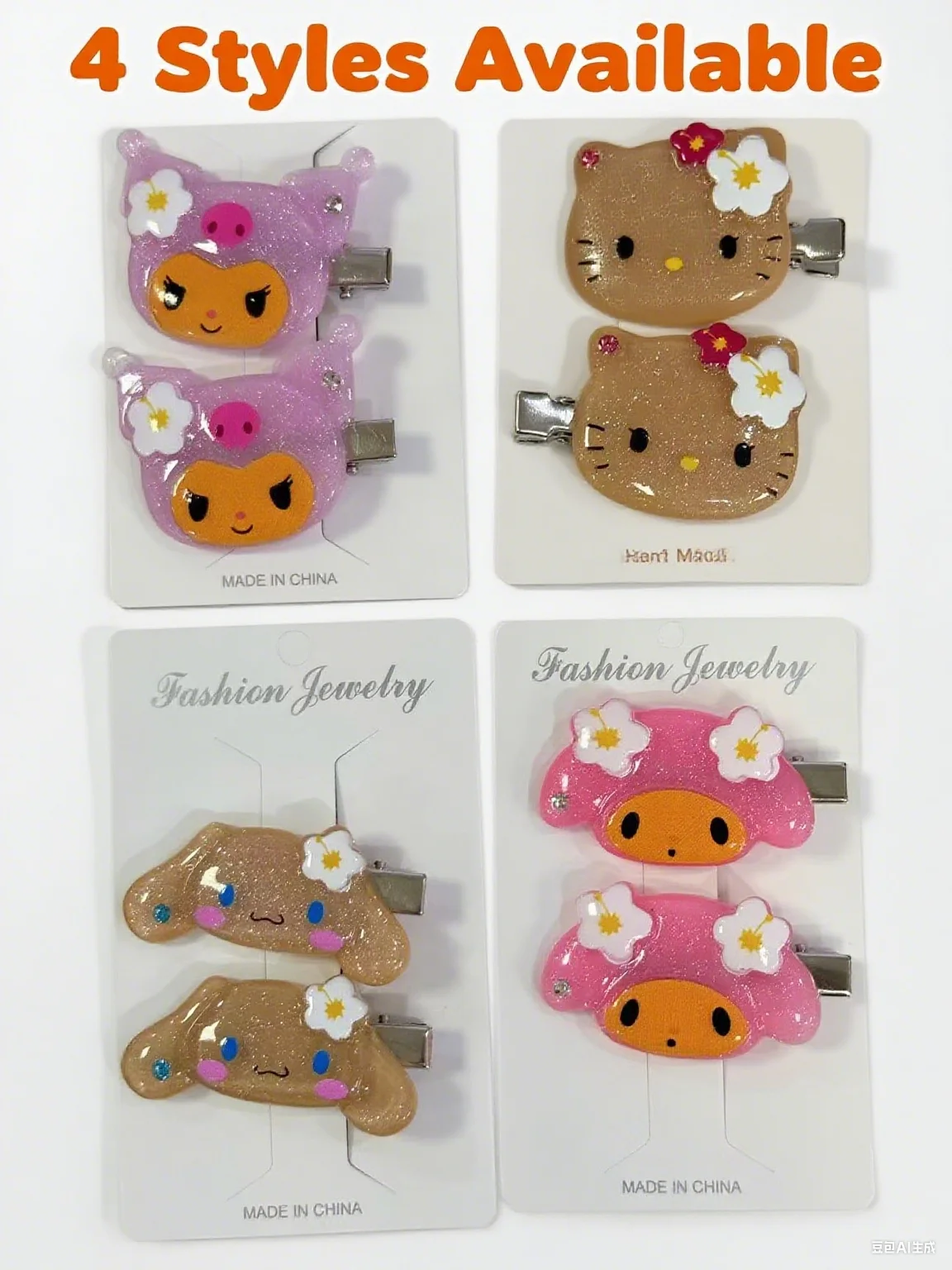

MINISO черная кожа для заколки для волос «Hello Kitty», милая заколка для девочек с мультяшной челкой, боковой зажим, креативный головной убор для детей, подарки на день рождения S