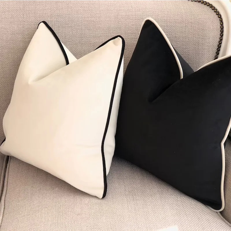 1PC Dutch Velvet Black and White Pillowcase Without Pillow Core Luxury High-end Sofa Headboard Pillowcase Decoration