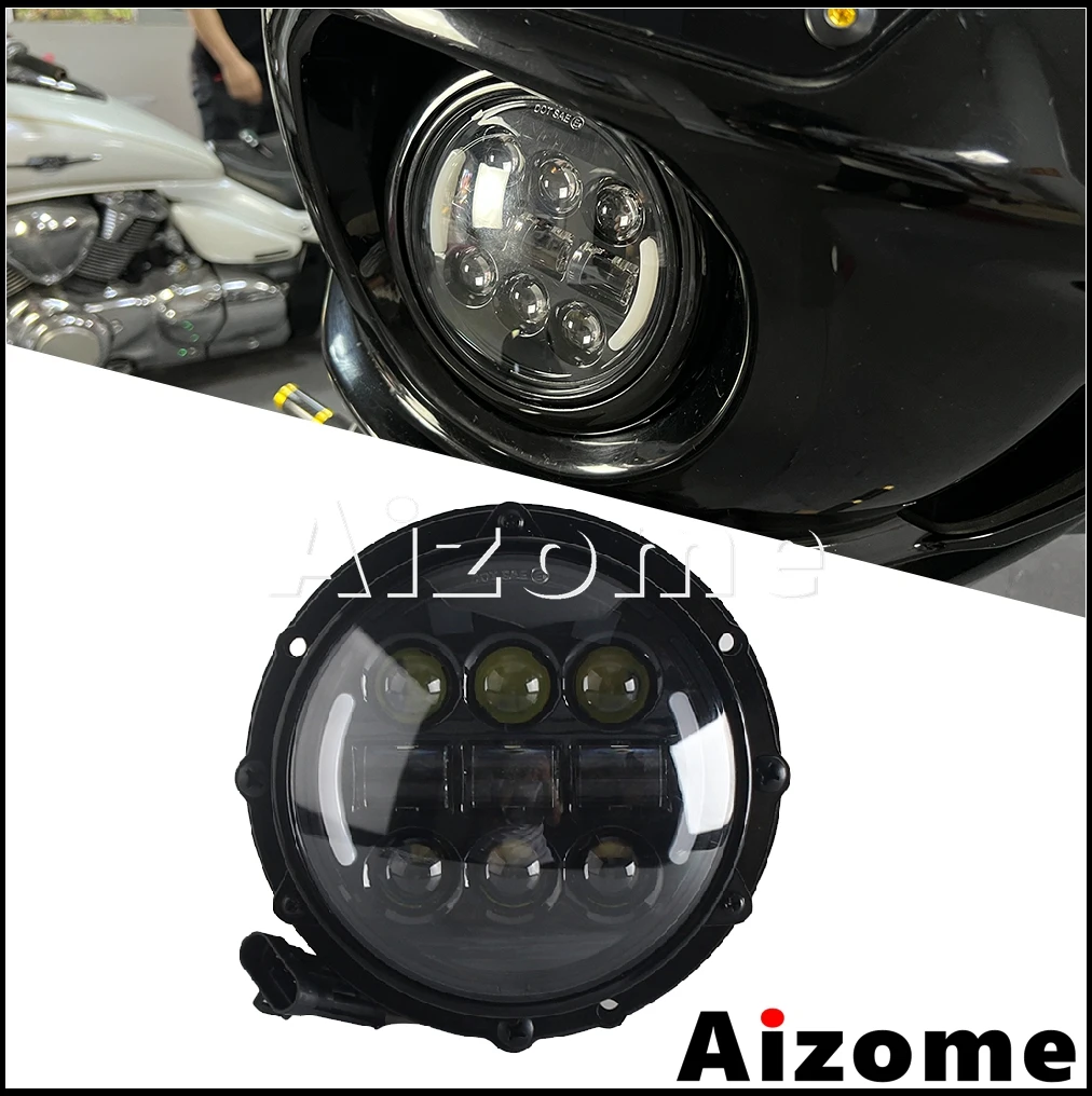 

For Harley Softail Low Rider ST FXLRST EI Diablo FXRST 22-25 Motorcycle Turn Signal 5.75 Inch Front LED Headlight w/Bracket
