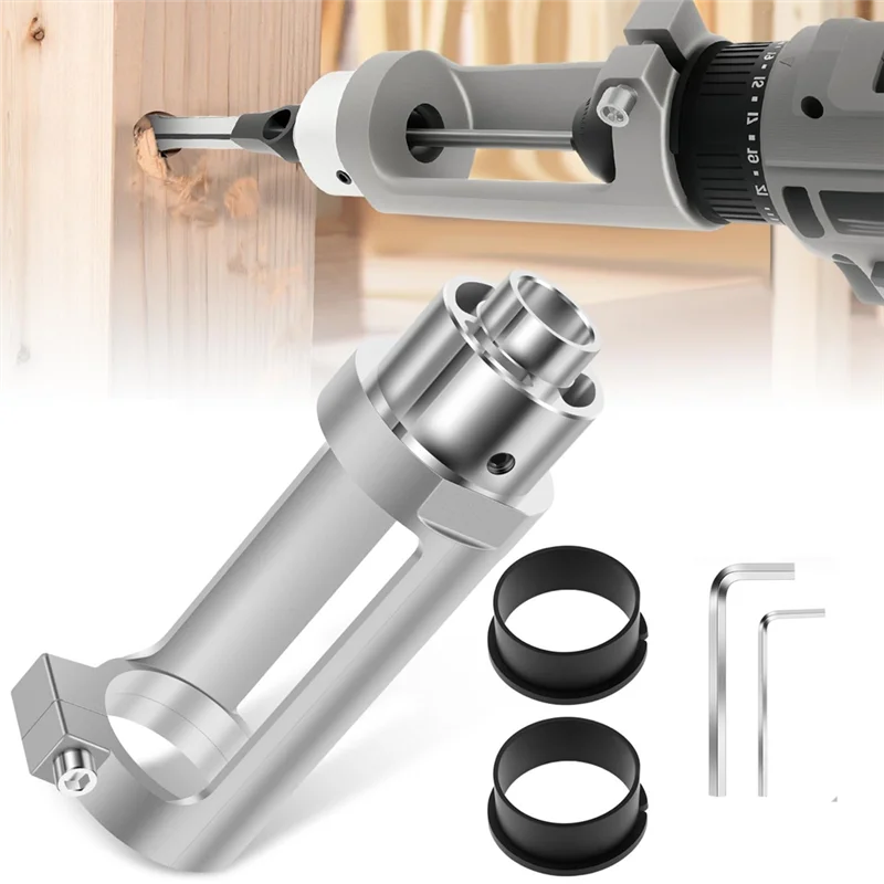 THIVN-Square Hole Drill Bit Adapter With Drill Bits, Mortising Attachment, Aluminum Hole Drill Mounting Bracket, Drill Fixing