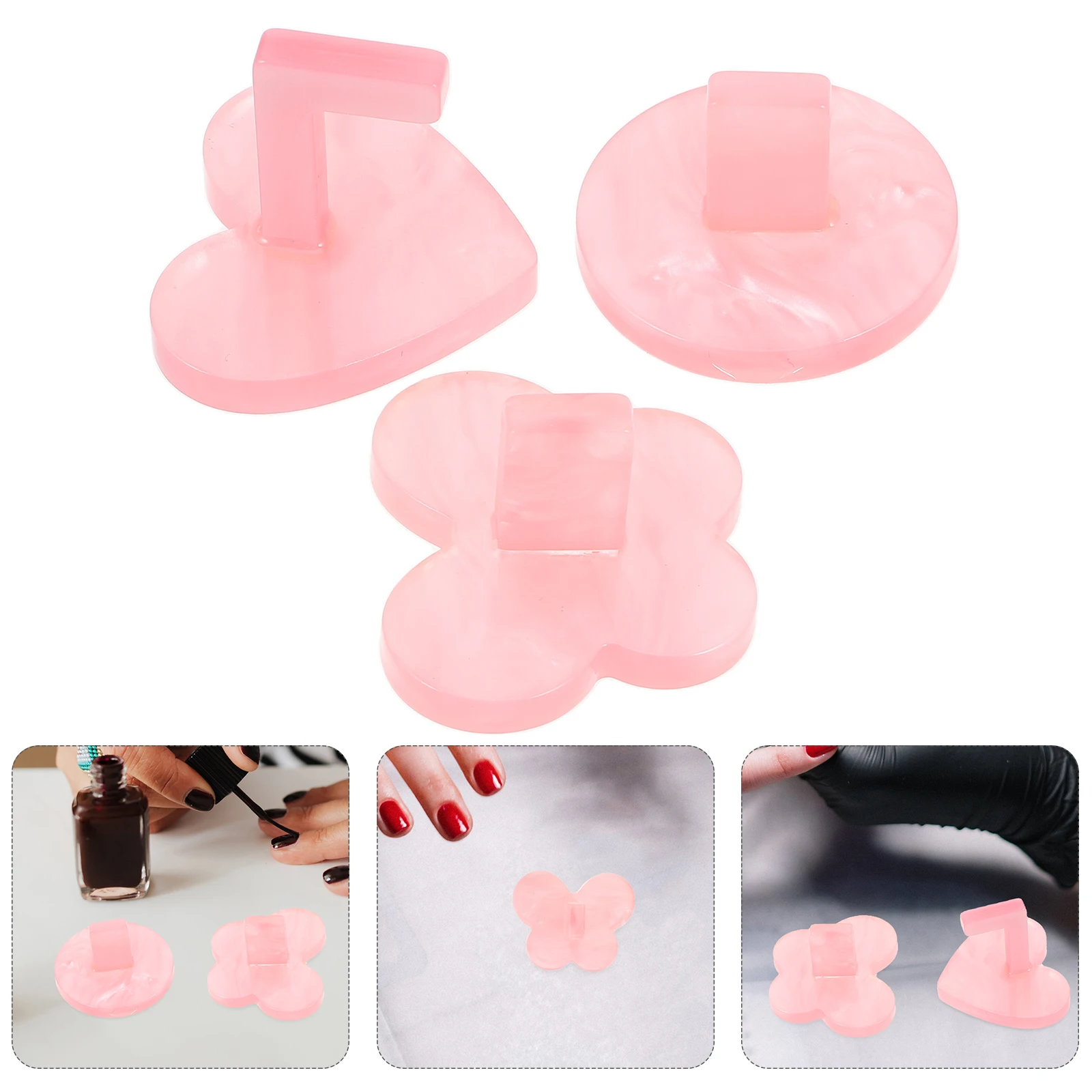 3Pcs Nail Design Stand Heart Round Butterfly Shape Press on Nails Holder for Practice Display Beginner Tools Nail Design Stand
