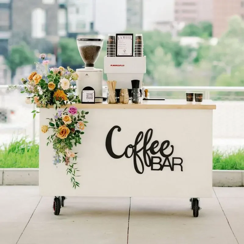 Custom Cheap Coffee Food Cart Candy Cart Metal Commercial Street Mobile Coffee Cart for Sale