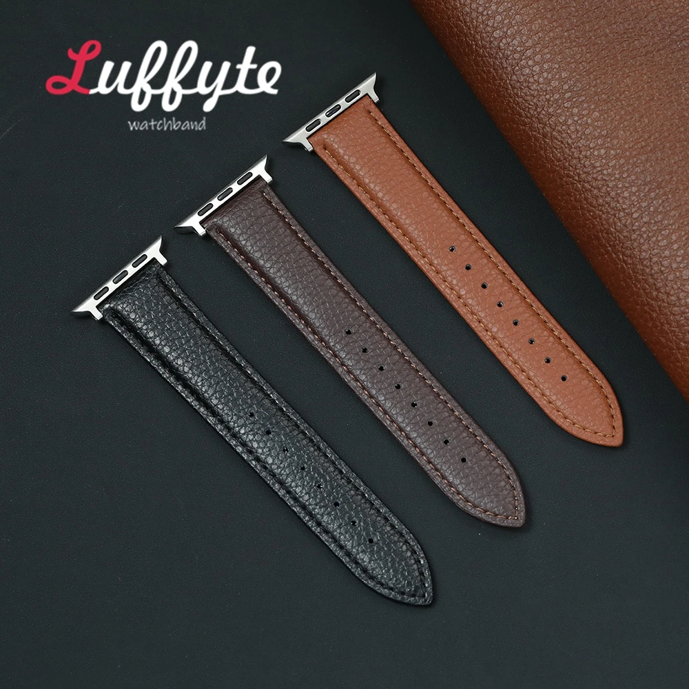 Cinturino in pelle PU a grana litchi per Apple Watch 1-11 Ultra SE 3 2 1 Cinturini da uomo d'affari per cinturino Iwatch 38-49mm