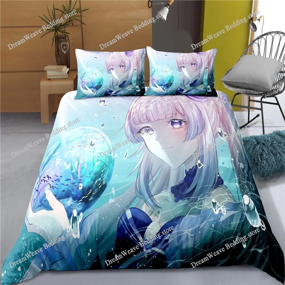 

Game Indecor Genshin Impact Keqing Bedding Set Boys Girls Twin Queen Size Duvet Cover Pillowcase Bed Kids Adult Home Textile