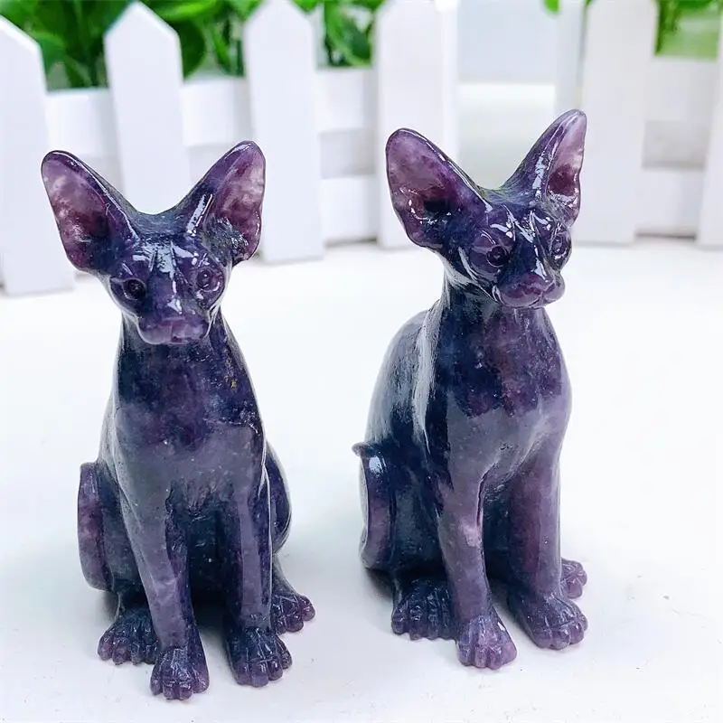 Imagem -04 - Mica Gato Egípcio Cristal Animal Estátua Poderosa Cura Crianças Presente do Feriado Decoração para Casa Pcs Natural Roxo