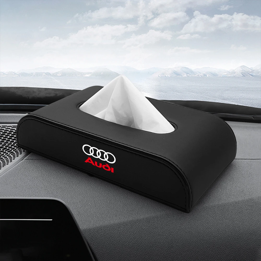 New PU Leather Car Tissue Storage Box with Buckle Accessories For Audi Sline A1 A2 A3 A4 A5 A6 A7 A8 Q3 Q5 Q7 Rline RS S1 S2 TT