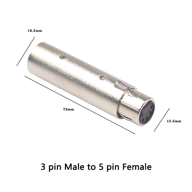 3 دبوس XLR إلى 5 دبوس DMX محول معدني محول الإضاءة الصوتية 3 دبوس ذكر إلى 5 دبوس موصل سالب المرحلة وإضاءة المسرح