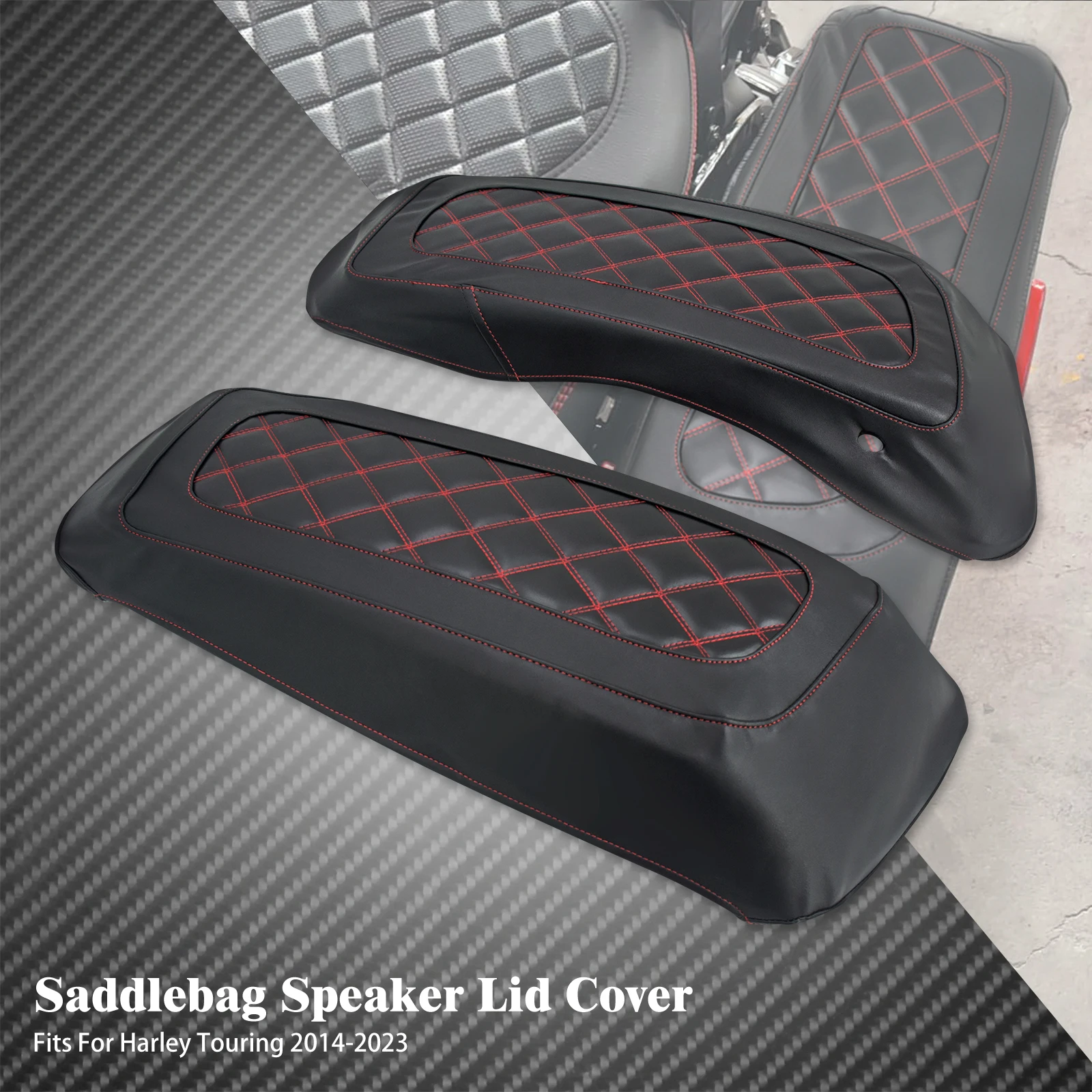 Motorcycle Hard Saddlebag Lid Cover Hard Side Bag Waterproof for Harley Road King Street Glide CVO Electra Glide FLHR 14-2024