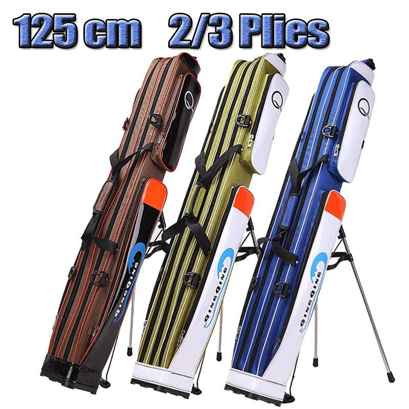 

1.25M Fishing Rod 2/3 Plies Storage Bag Zipper Fishing Pole Bait Carry Outdoor Multifunction Water Pu Leather Gear Large Stand