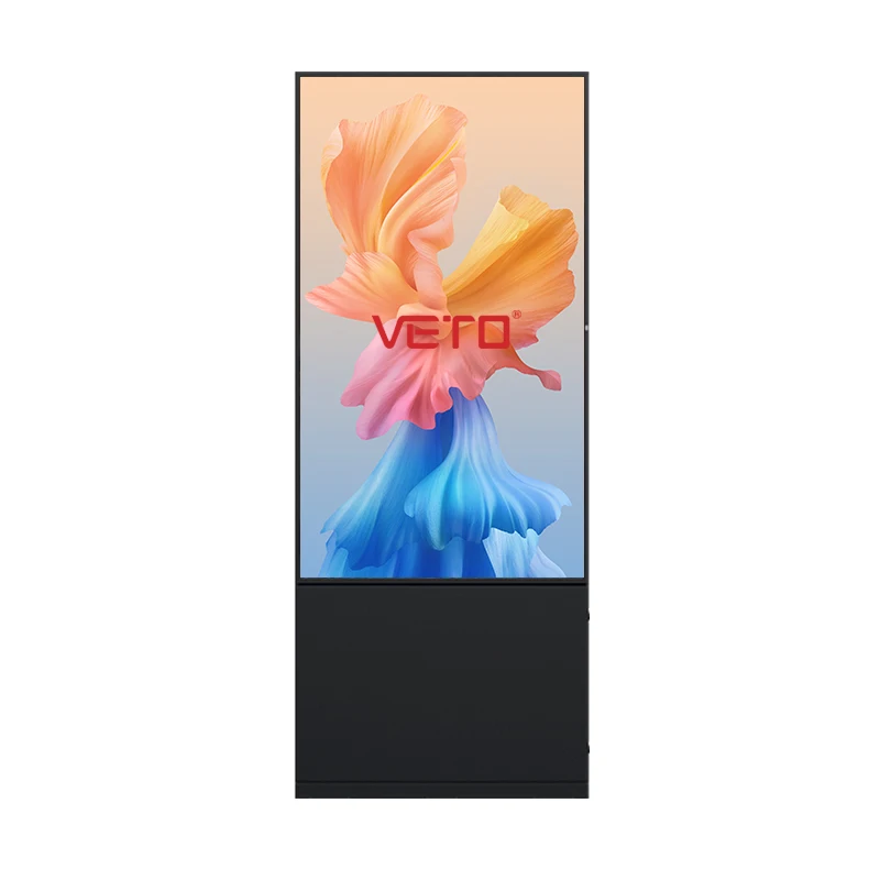 VETO حافة ضيقة للغاية في الهواء الطلق 4K الإعلان LCD لافتات رقمية 55 65 75 بوصة IP66 مقاوم للماء الطابق الدائمة الطوطم