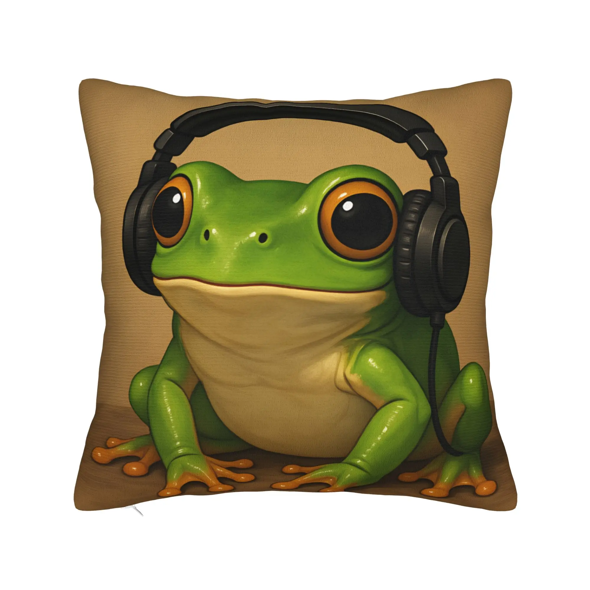 Pillow Case Gentleman Frog Comfy  Pillow Cover For Sofa Home Decor Retro Trendy Pillowcases