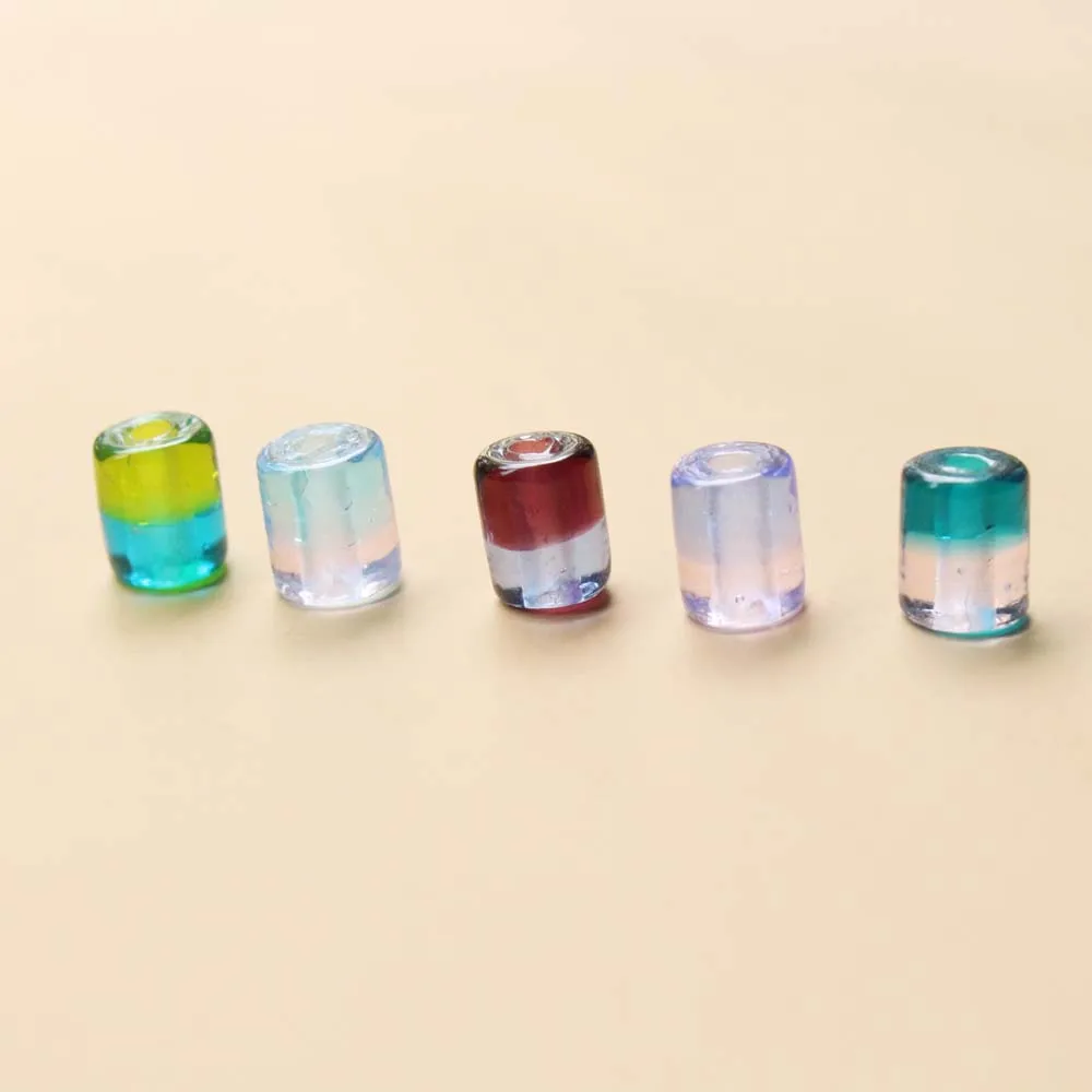 9mm×11mm Handmade Lampwork Glass beads Pipe Shape Bead Couple Colored Blue Green for Jewelry Bracelet Neckalce Earring Craft DIY