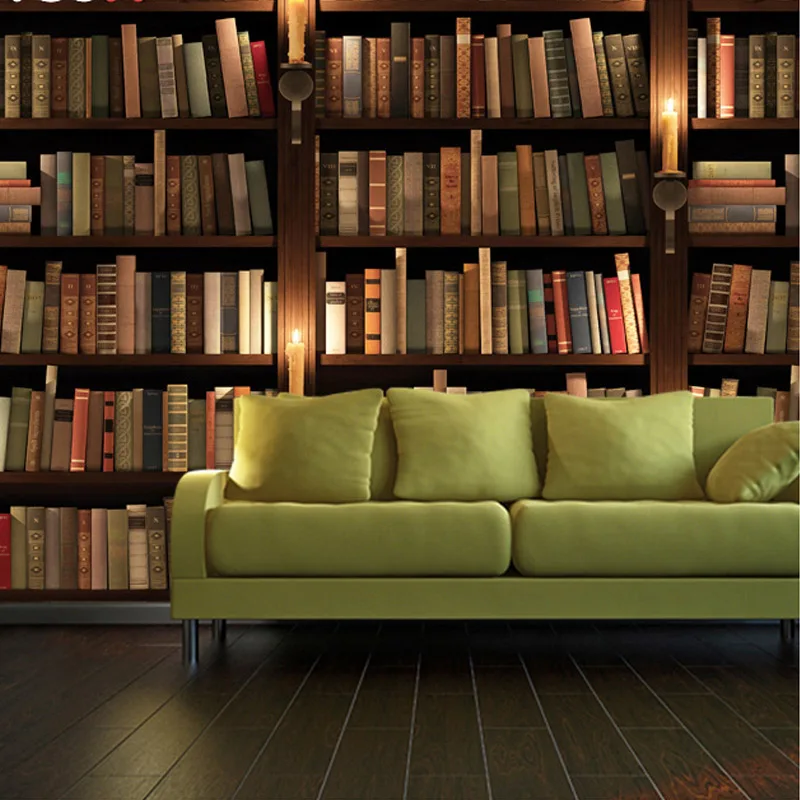 Customized products Wallpaper European Retro 3D Living room TV background wall Mural Bookcase Books Bookshelf bedroom restaurant