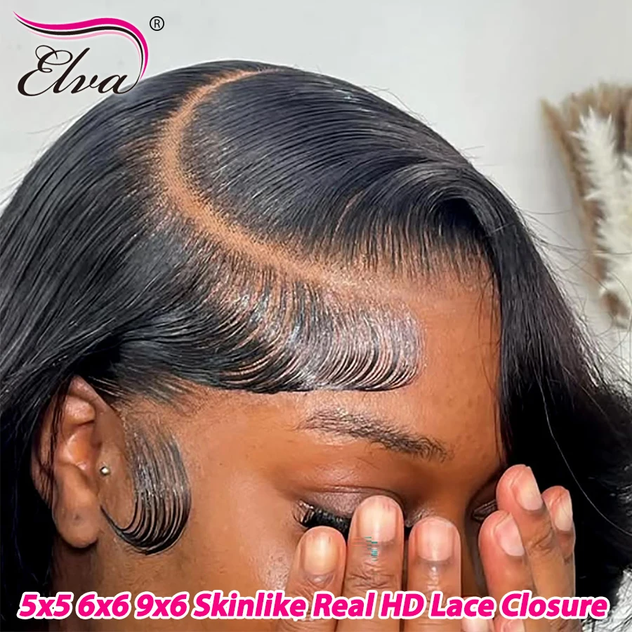 

Elva 9x6/6x6/5x5 HD Кружевная застежка Человеческие волосы Melt Skin Глубокая часть Натуральная кожа головы Настоящая HD кружевная застежка Только прямые девственные волосы