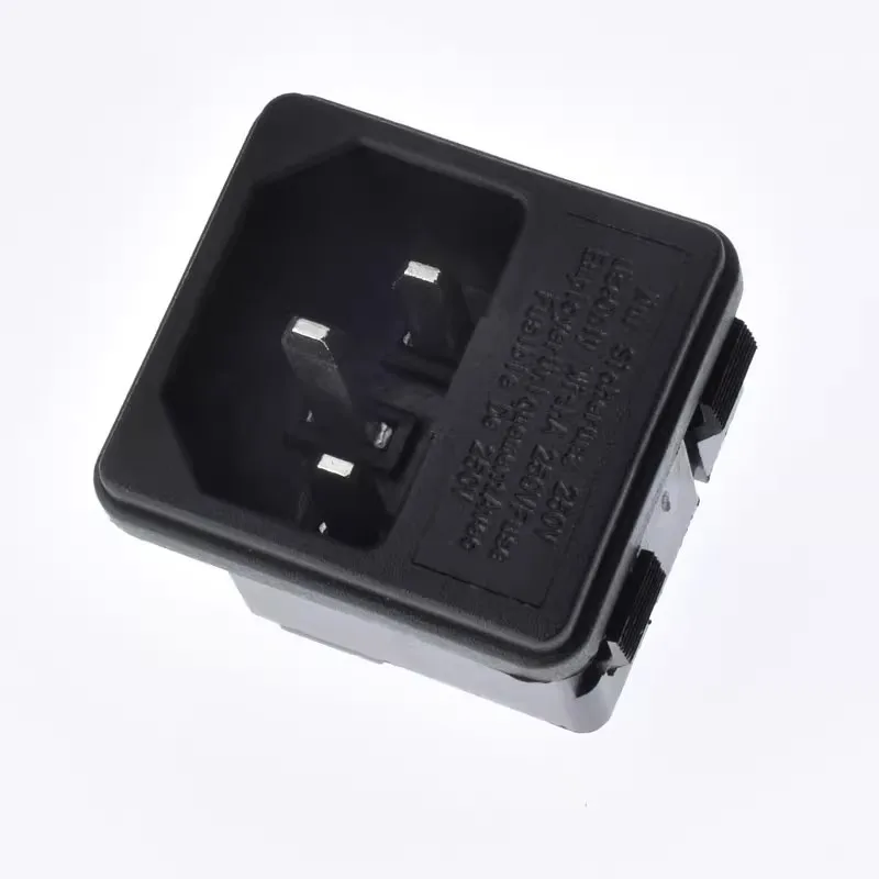 1~5pcs/lot AC power socket C14 clamp-type male socket with fuse holder all-copper socket AS-08 with big feet