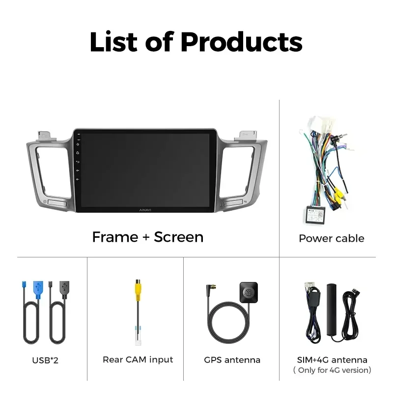 Ainavi Car Radio for Toyota RAV4 RAV 4 XA40 2012-2019 CarPlay Android Auto Qualcomm Car Stereo Multimedia Player DSP 48EQ 2 Din
