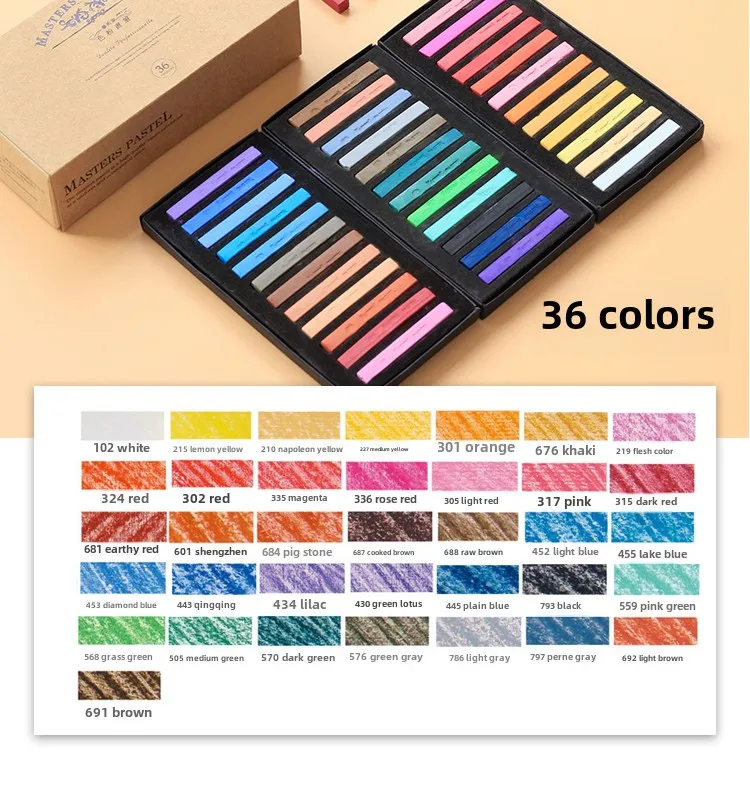 Maries Farbkreide, 24 Farben, 12 Farben, Kreide, 48 Malerei, Rosa, professioneller Pastellstift, Pinselbrett, Zeitungs- und Malzubehör – Detail 15