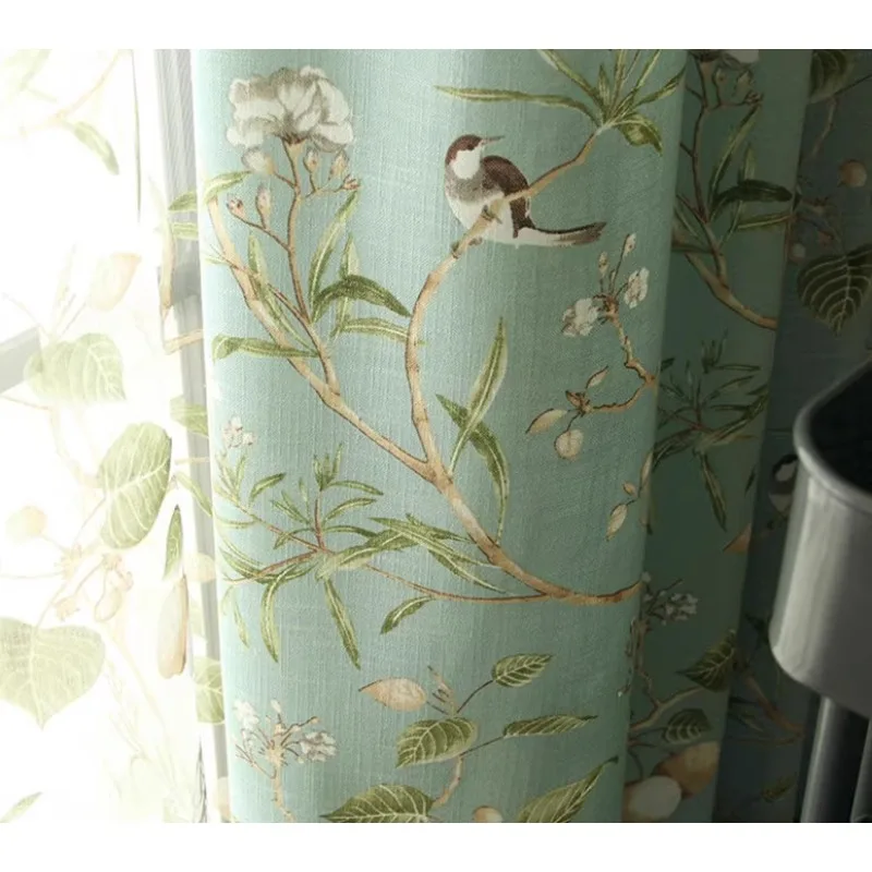 

Sample Custom Curtains for Living Room Floor Standing Semi Shaded Flower Bird Bedroom Blackout Thermal Insulated