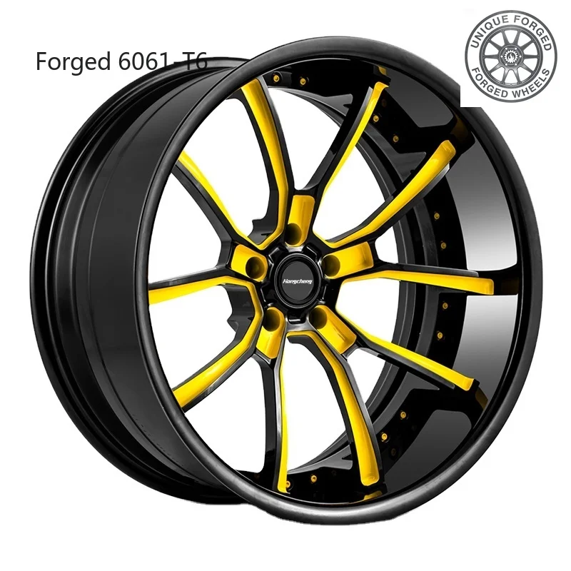 

26 stylesManufacturer Direct Sales High-Quality Frosted Passenger Car Alloy Forged Wheels With Black and Yellow Dual Splicing De