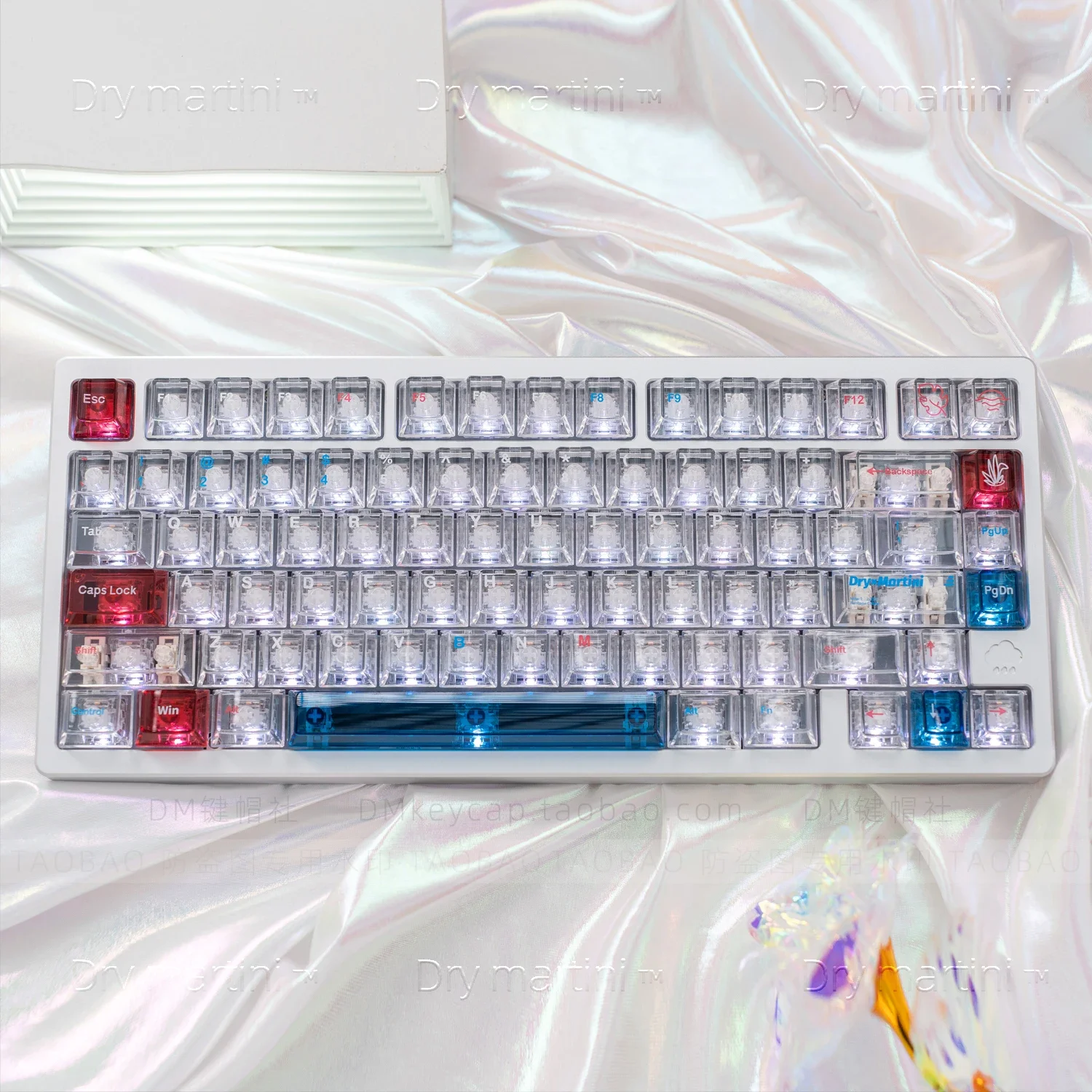 Fully transparent Galaxy theme PC keycaps Original highly engraved ice light transmission 68/75/84/87/98/108