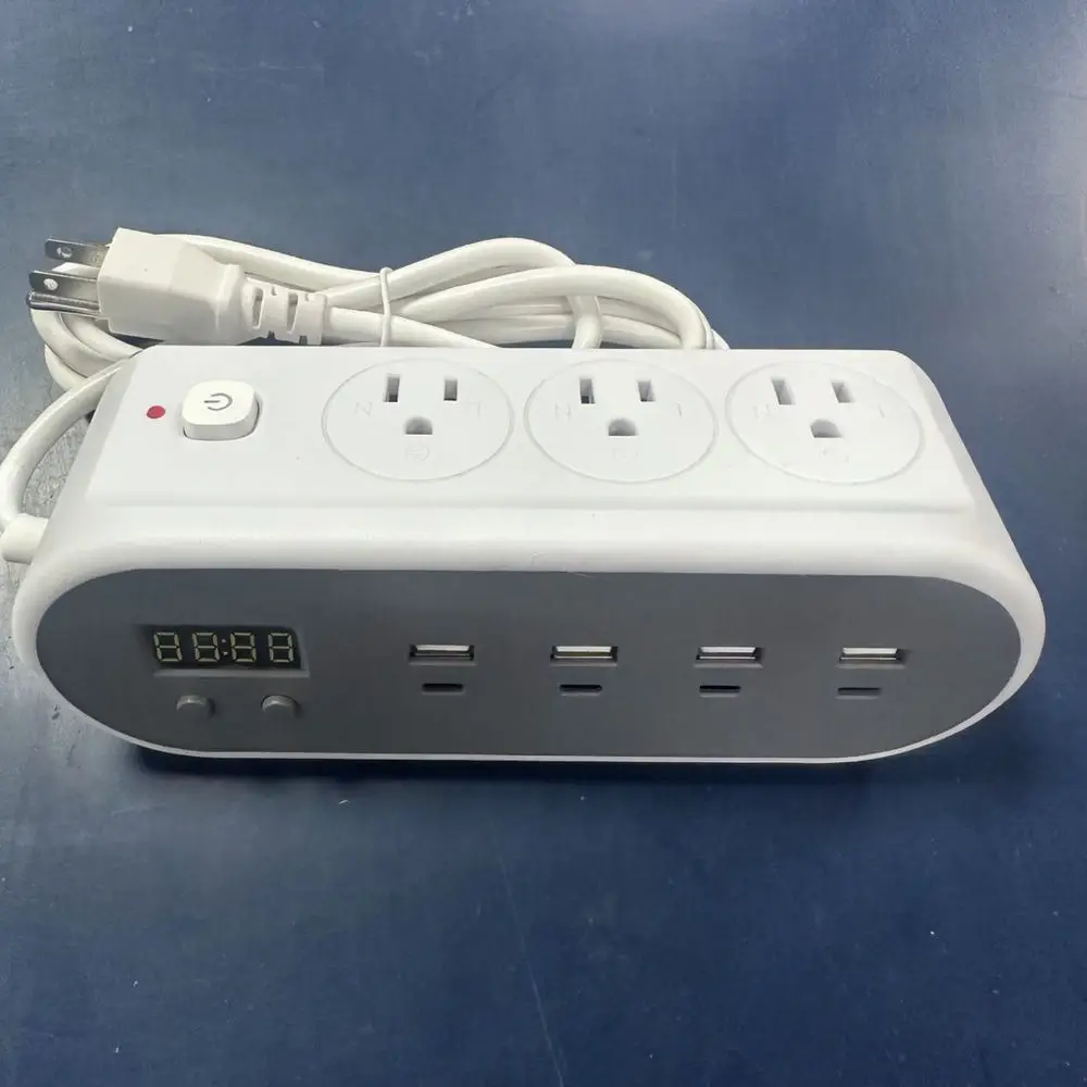 Desktop Power Strip Extension Socket With Digital Display And Four Type C Ports Smart Rapid Charging Power Hub