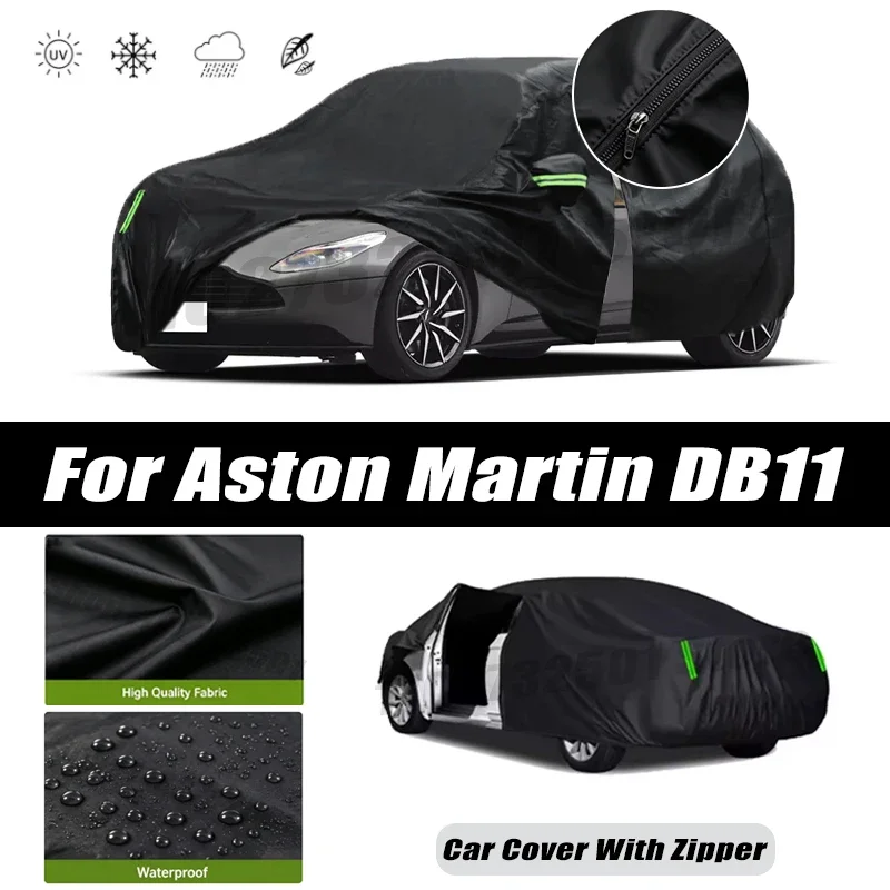 For Aston Martin DB11 Car Covers Outdoor Waterproof Sun Rain Snow Protection UV Car Zipper Design Black Car Cover Accessories
