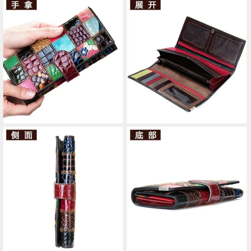 محافظ جلدية حقيقية للنساء 2025 خمر امرأة مخلب حامل بطاقة عالية الجودة موضة الحقيبة الطويلة الفاخرة العلامة التجارية محفظة نسائية للعملات المعدنية