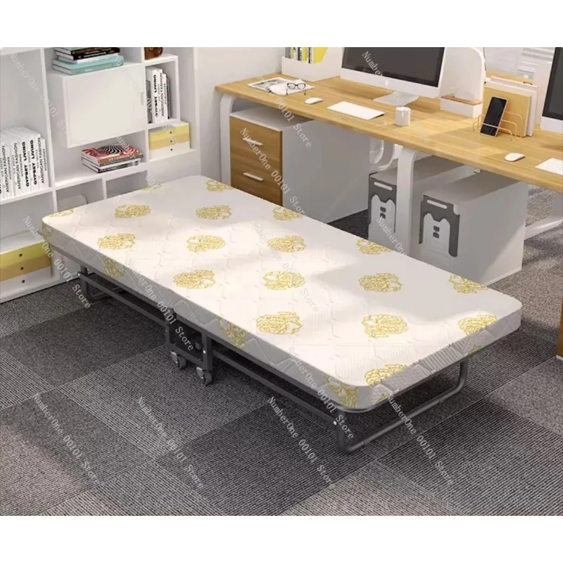 Household Rollaway Single Folding Bed, Portable Mobile Guest Extra Bed for Home Office Siesta & Hotel Temporary Accommodation