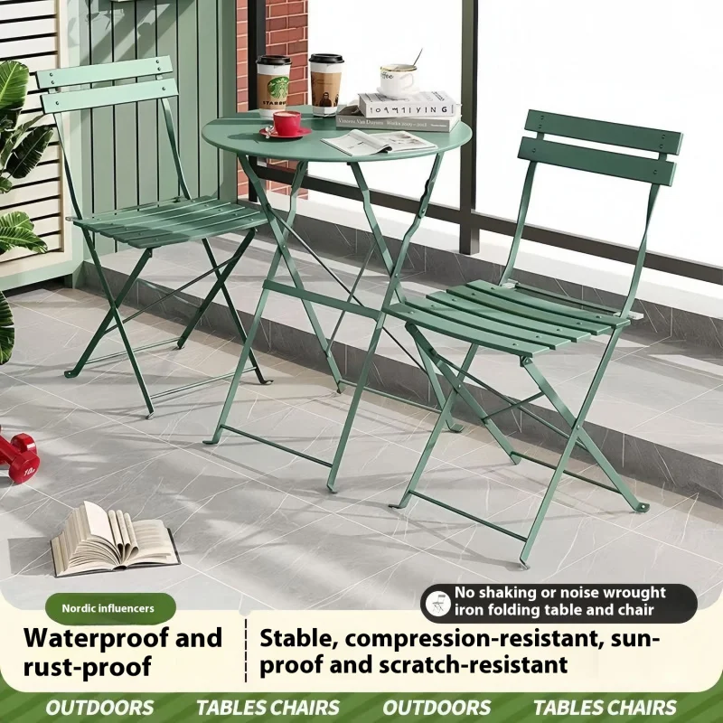 شرفة طاولة شاي وكرسي مجموعة قابلة للطي في الهواء الطلق فناء حديقة الحليب الشاي متجر في الهواء الطلق طاولة وكراسي نمط جديد