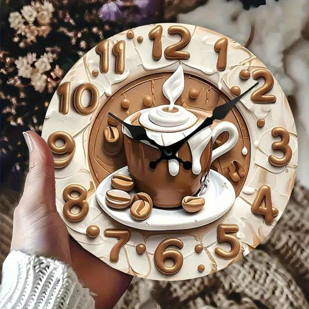 Modern Silent Wall Clock 20cm - Metal Frame Non-Ticking Decorative Art for Living Room Bedroom Home Office Gift