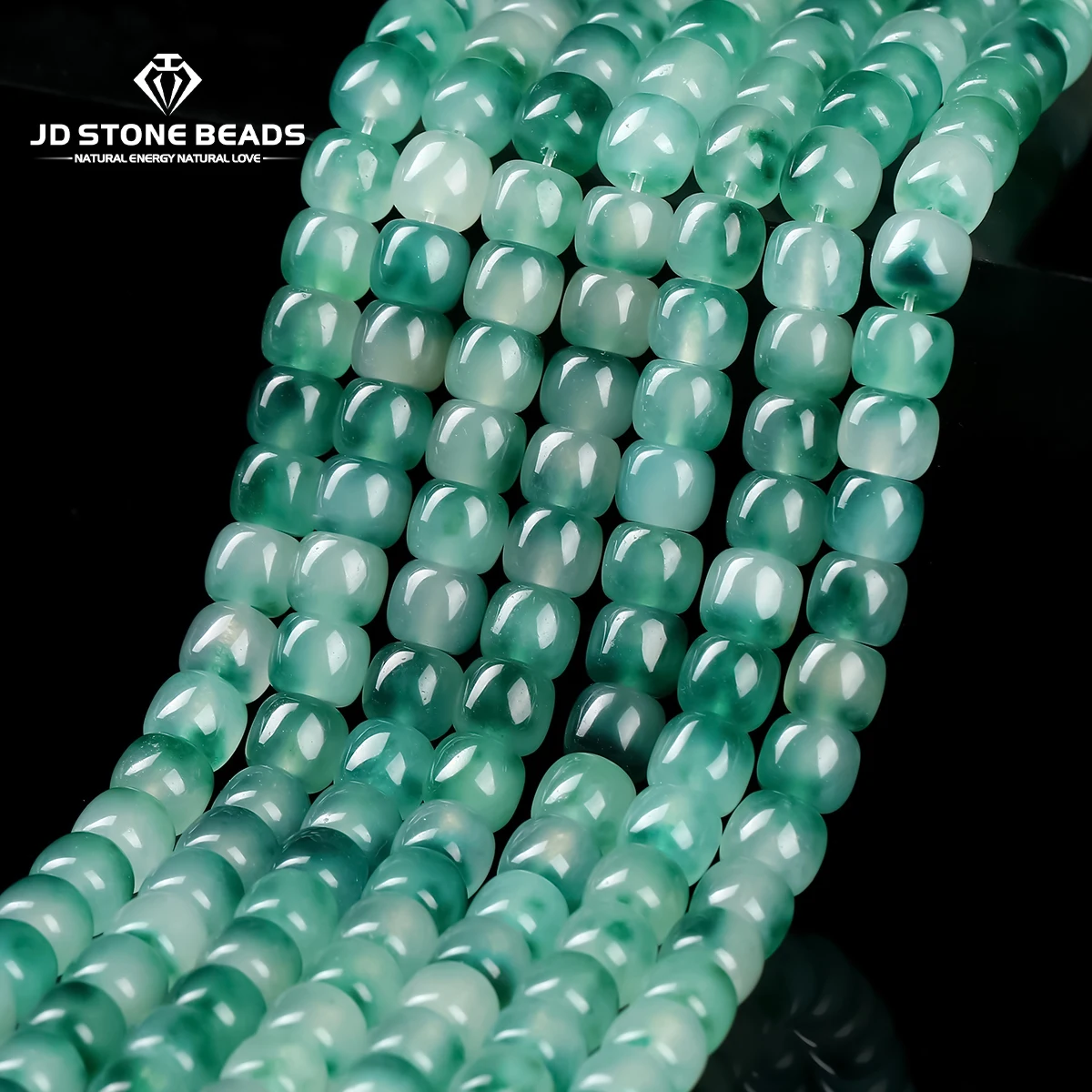 

Natural Stone Ink-Green Floral Chalcedony Barrel Beads Loose Spacer Bead for Jewelry Making DIY Bracelet Necklace Accessories