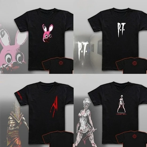 

Horror Game Silent Hill Silent Hill Triangle Head Nurse Rihui Pattern Robbie Rabbit PT Men's and Women's Short Sleeve T-Shirt