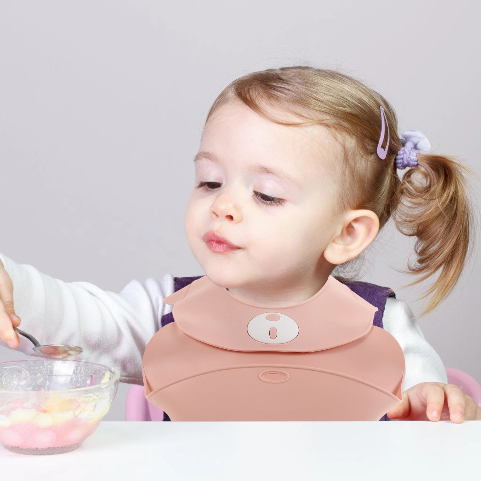 

Baby Food Bib Silicone Waterproof Soft Drool Catcher Toddler Feeding Bibs for Girl Boy Newborn Infants