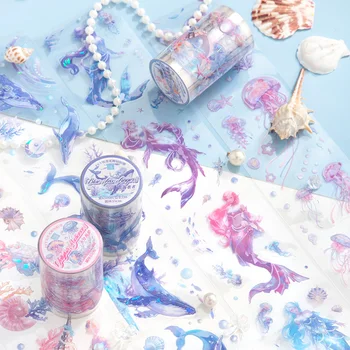 65mm * 2m Ocean dekoracyjna taśma klejąca materiały kolaż taśmy maskujące śmieci dziennik Scrapbooking estetyka naklejki papiernicze