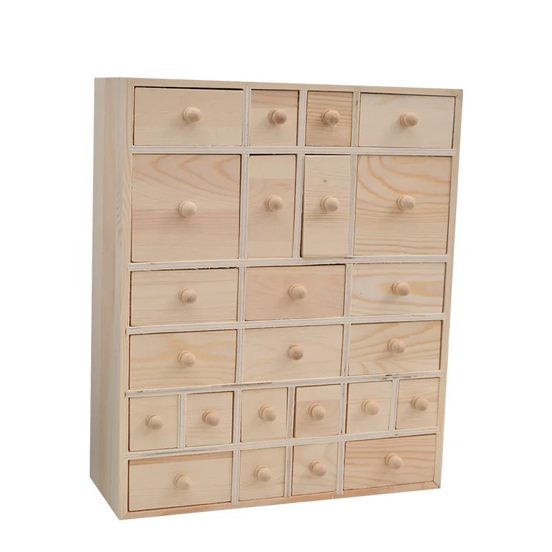 Multi drawer wooden box zakka retro wooden storage box multi-layer drawer jewelry storage cabinet desktop storage cabinet