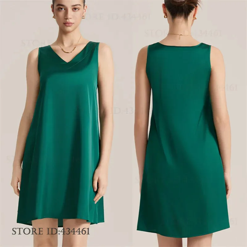 Women Nightgown Lingerie Ice Silk Sleepwear Sexy Nightshirt Sleeveless Night Dress Sleep Shirt Female Sexy Home Dress Loungewear