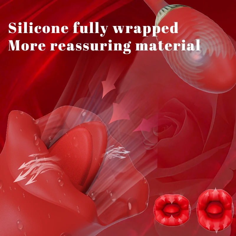 Silicone upgradeTongue Clitoral Licking Nipple Clit Sucker Clitoris Stimulator Vibrating Sucking Rose Vibrator Sex Toy For Women