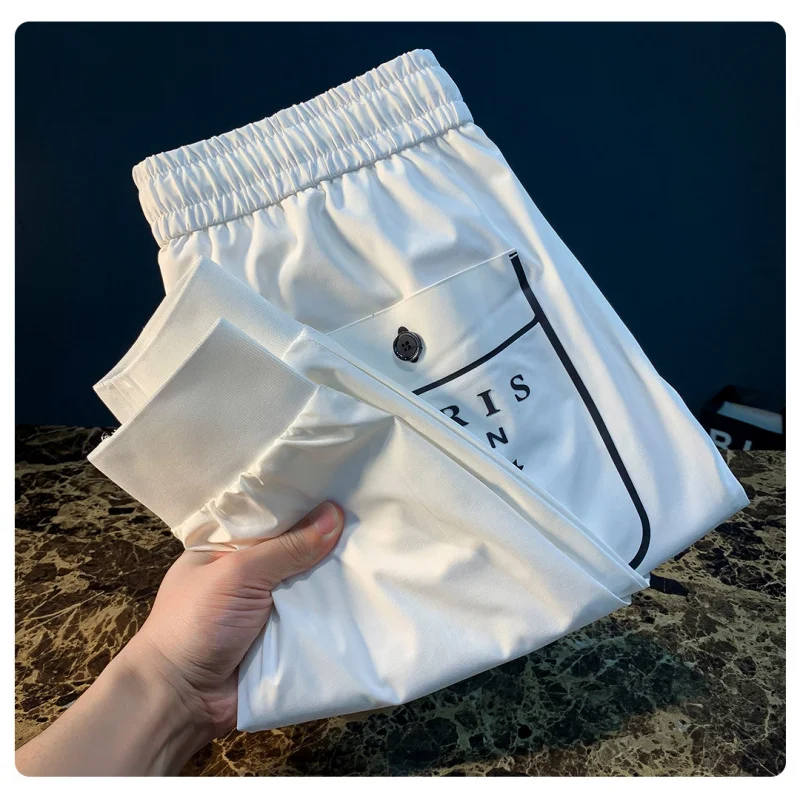 

Summer ultra-thin sports casual pants for men, fashionable, light luxury, elastic, breathable, quick drying slim fit pants