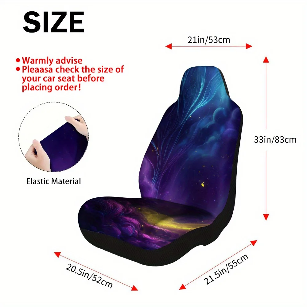 Set Of 2, Car Seat Covers With A Deep Night Sky Design – Universally Compatible, Sturdy High-Quality Protectors, Complete Set Fo