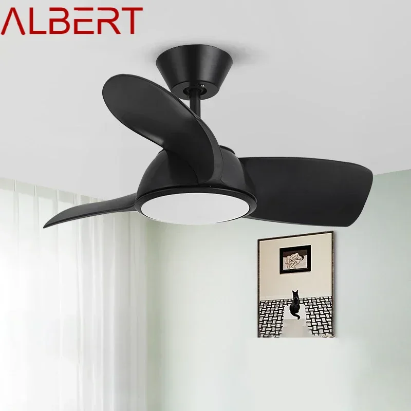 ALBERT Nordic LED Fan Light Modern Minimalism Restaurant Living Room Study Ceiling Fan Light Remote Electric Fan Light