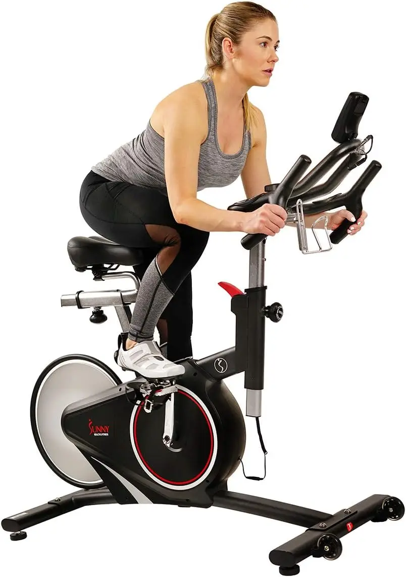 

Sunny Health & Fitness Magnetic Rear Belt Drive Indoor Cycling Exercise Bike with RPM Cadence Sensor - SF-B1709, Black