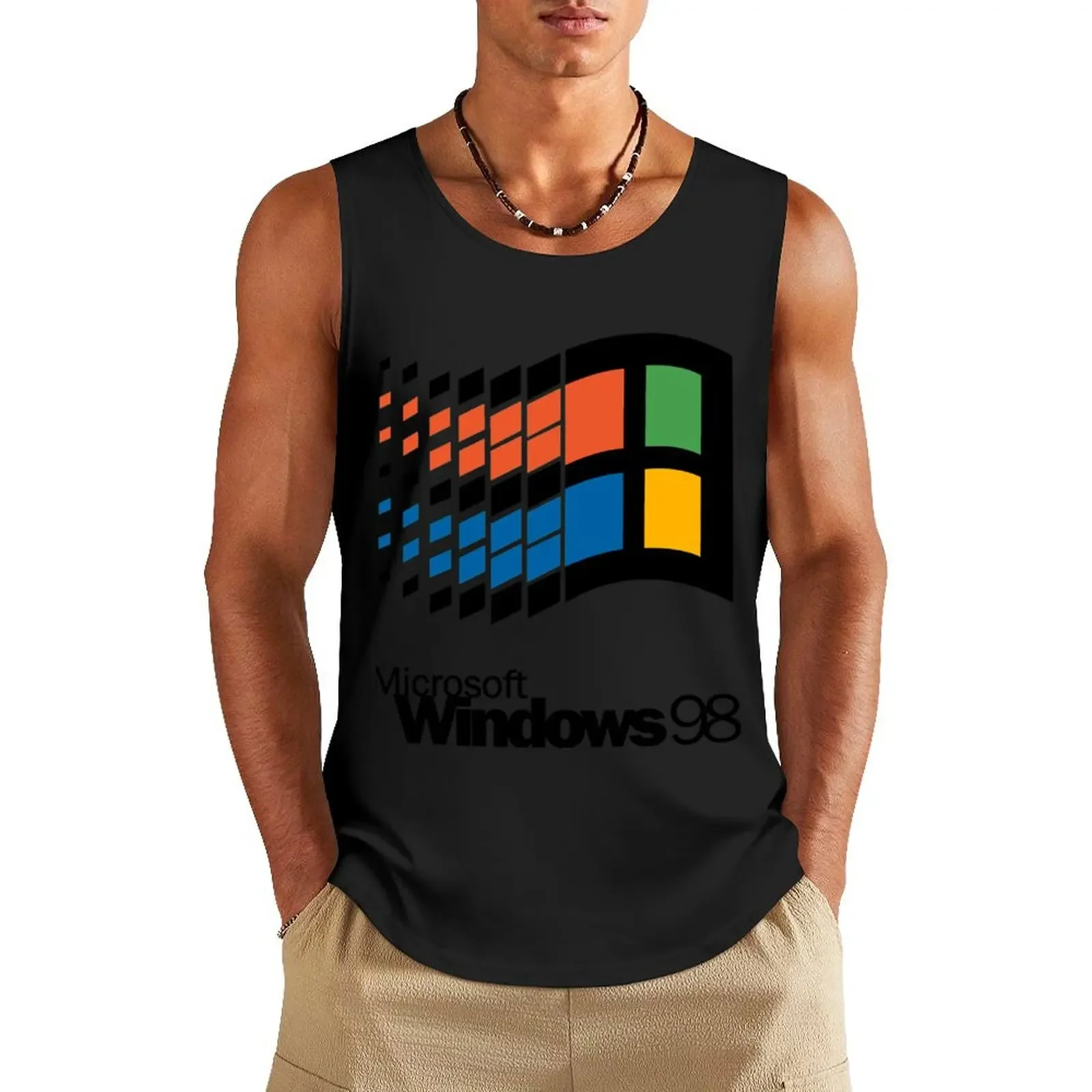 

M-icrosoft Windows 98 Logo 11 Tank Top Man summer clothes Working vest Men's fitness t-shirt running shirt underwear