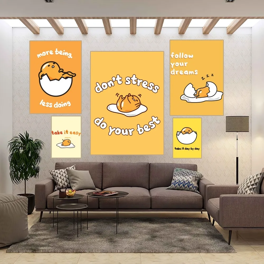 Gudetama Kawaii Poster Home Room Decor Aesthetic Art Wall Painting Stickers